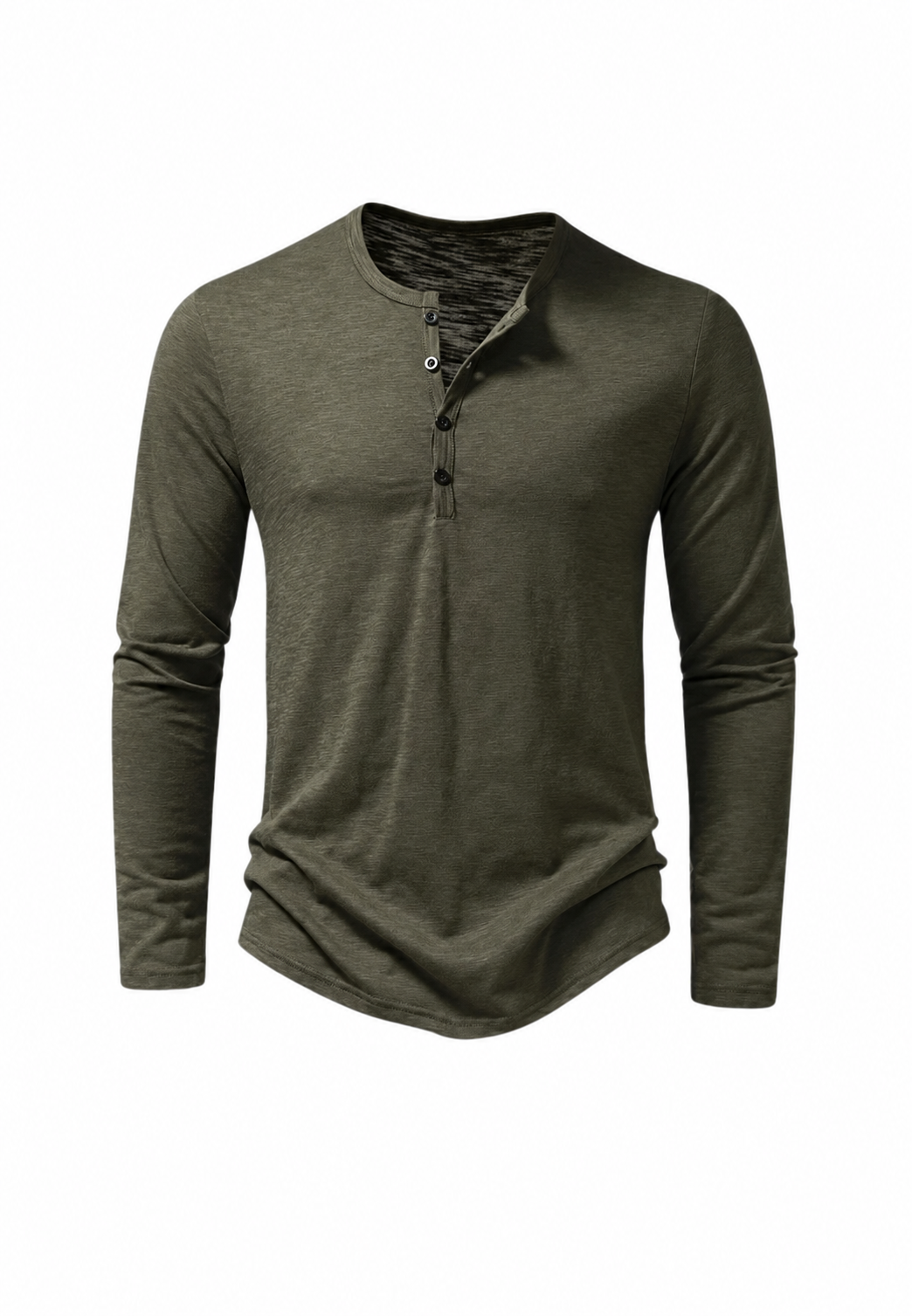 T-shirt homme manches longues col rond effet marbré coton - Bastian