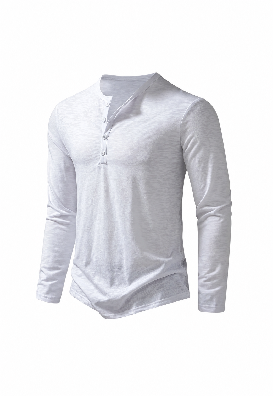 T-shirt homme manches longues col rond effet marbré coton - Bastian