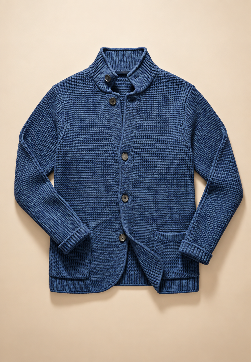 Cardigan homme boutons col Perkins maille texturée poches - Cedric