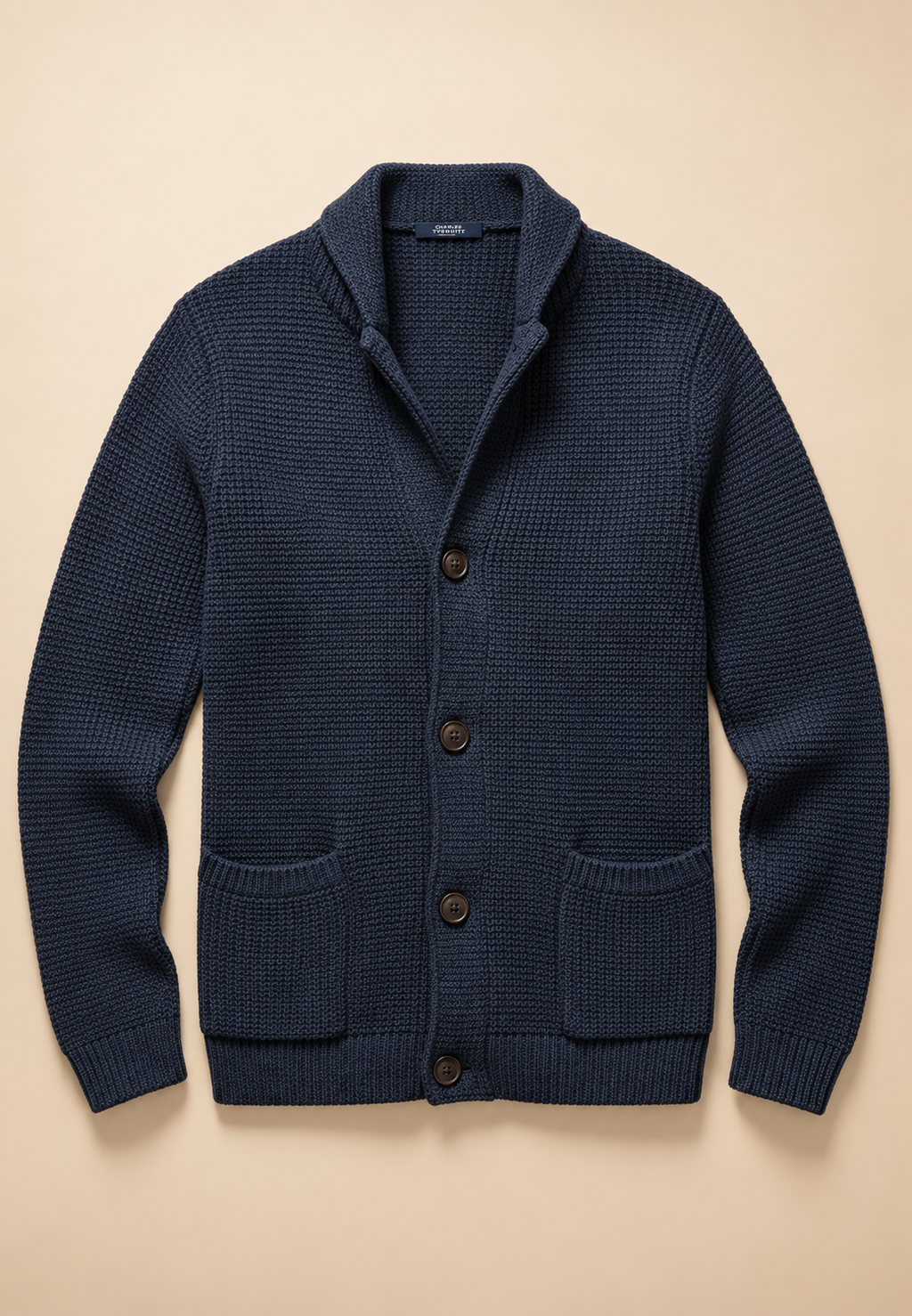 Cardigan homme boutons col Perkins maille texturée poches - Cedric