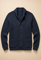 Cardigan homme boutons col Perkins maille texturée poches - Cedric