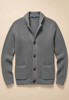 Cardigan homme boutons col Perkins maille texturée poches - Cedric