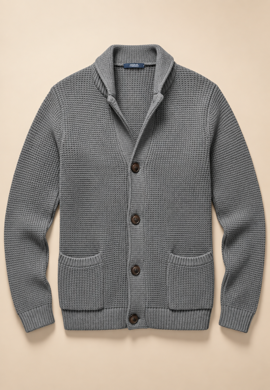 Cardigan homme boutons col Perkins maille texturée poches - Cedric