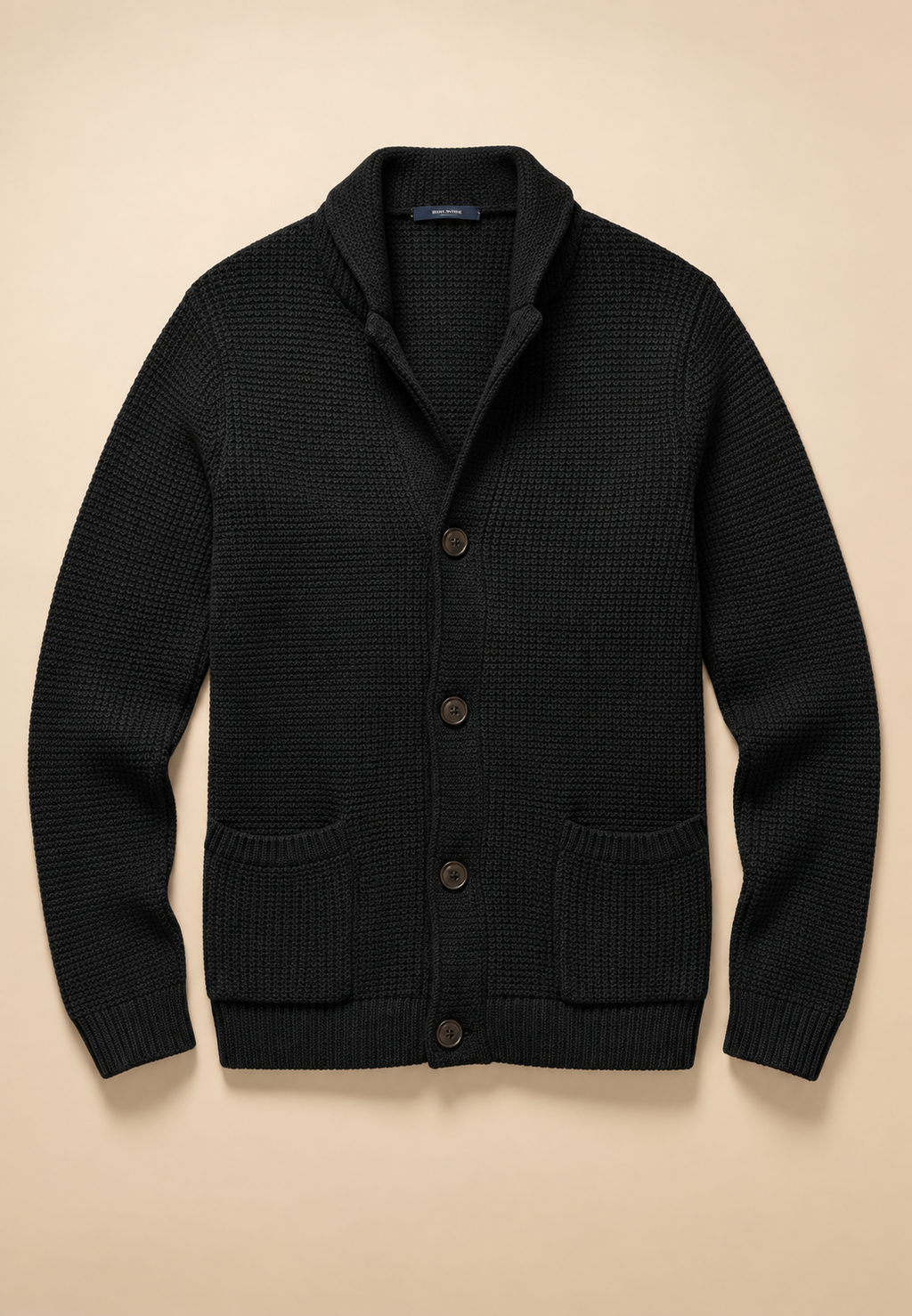Cardigan homme boutons col Perkins maille texturée poches - Cedric