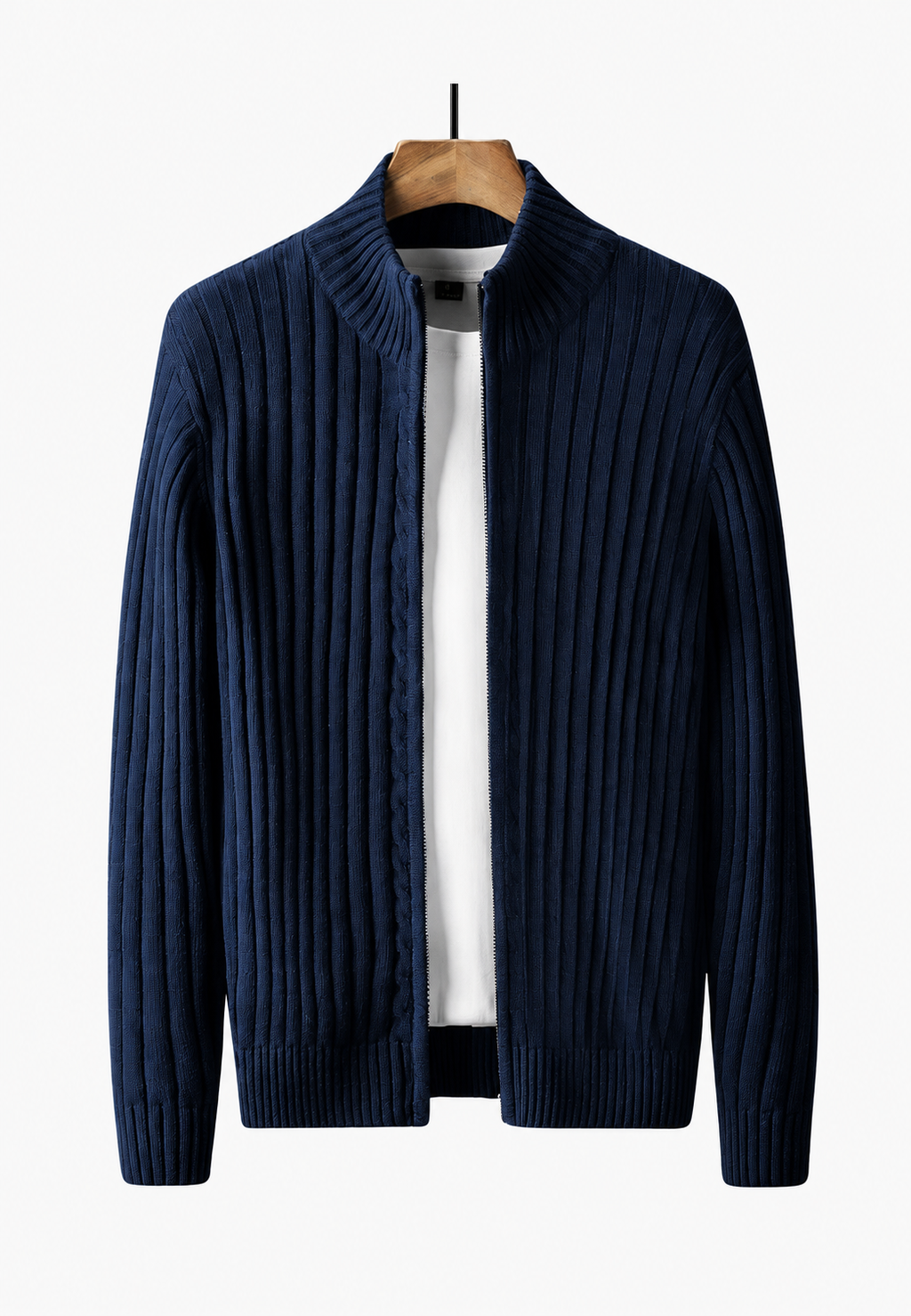 Cardigan homme zippé intégral col montant maille chaud - Isandro