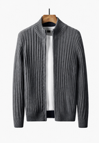Cardigan homme zippé intégral col montant maille chaud - Isandro