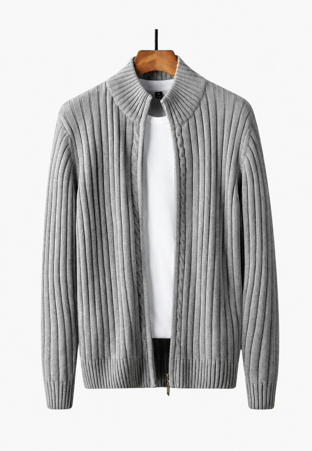 Cardigan homme zippé intégral col montant maille chaud - Isandro