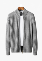 Cardigan homme zippé intégral col montant maille chaud - Isandro