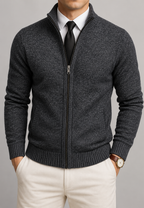 Cardigan homme col montant zippé intégral maille texturée - Dorian