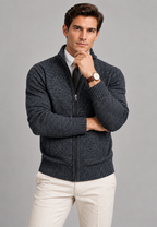 Cardigan homme col montant zippé intégral maille texturée - Dorian
