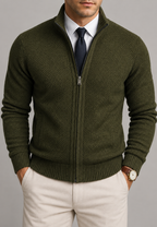 Cardigan homme col montant zippé intégral maille texturée - Dorian