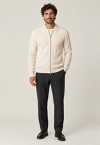 Cardigan homme zippé intégral maille côtelée col rond - Sorrento