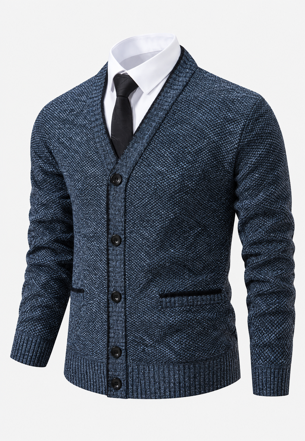 Cardigan homme col V boutons maille texturée poches - Levan