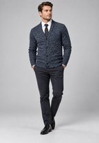 Cardigan homme col V boutons maille texturée poches - Levan