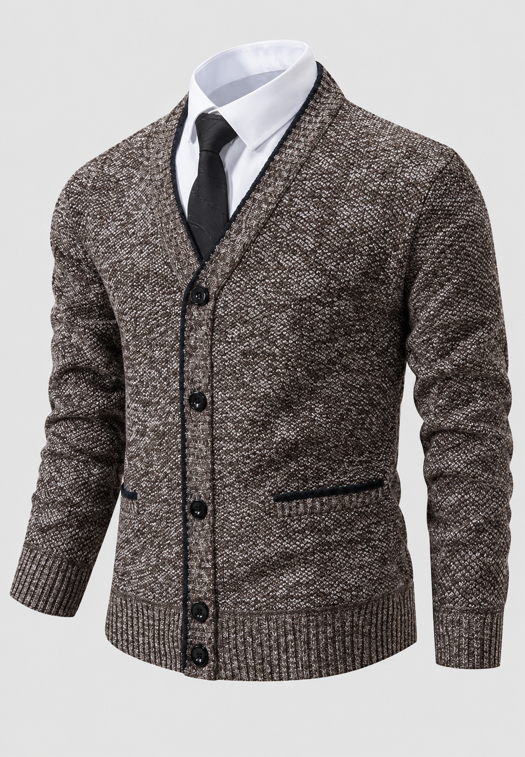 Cardigan homme col V boutons maille texturée poches - Levan