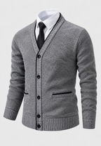 Cardigan homme col V boutons maille texturée poches - Levan