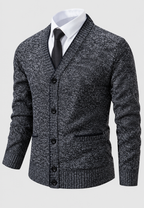 Cardigan homme col V boutons maille texturée poches - Levan