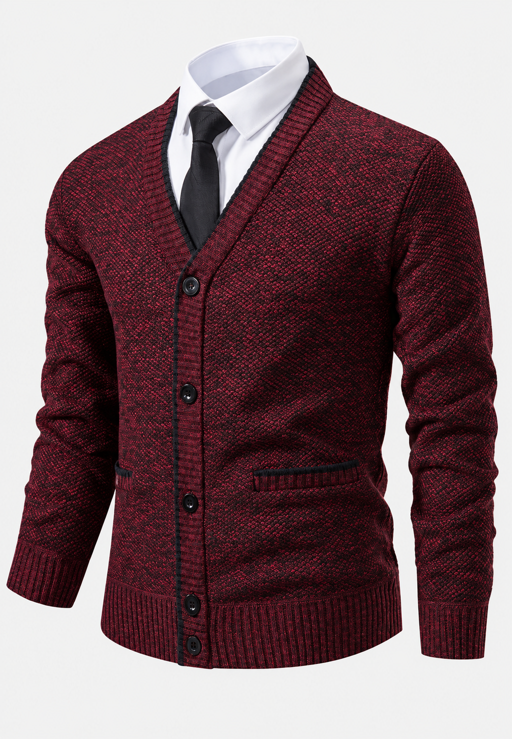 Cardigan homme col V boutons maille texturée poches - Levan