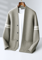 Cardigan homme col V rayures manches boutons maille - Lennart