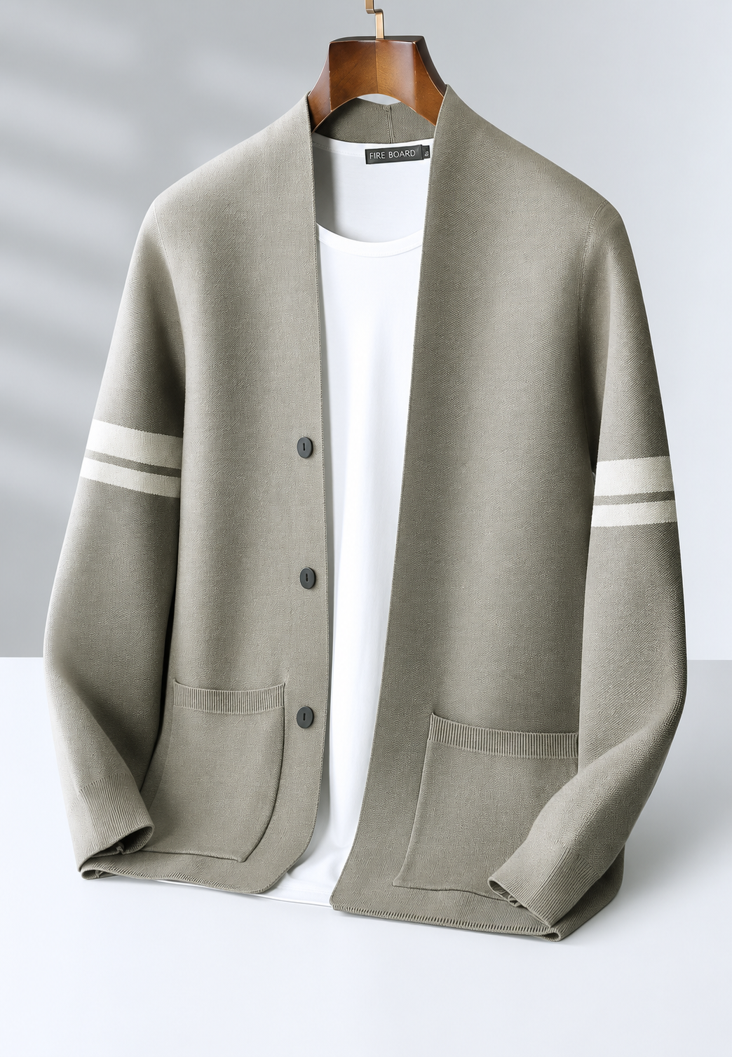 Cardigan homme col V rayures manches boutons maille - Lennart