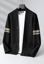 Cardigan homme col V rayures manches boutons maille - Lennart