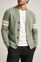 Cardigan homme col V rayures manches boutons maille - Lennart