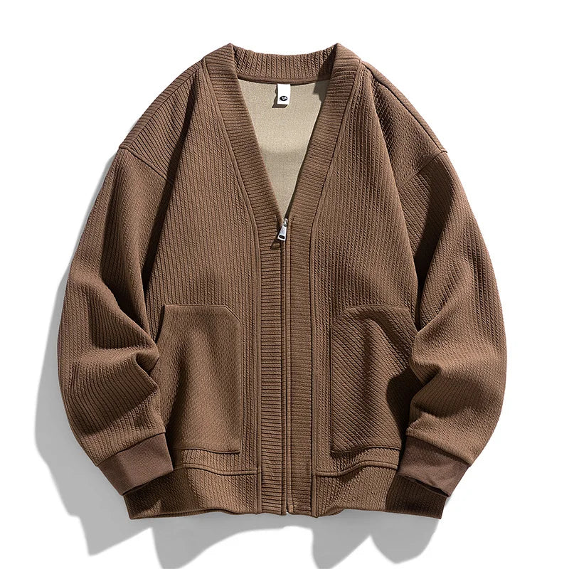 Cardigan homme maille texturée fermeture éclair poches - Ciro