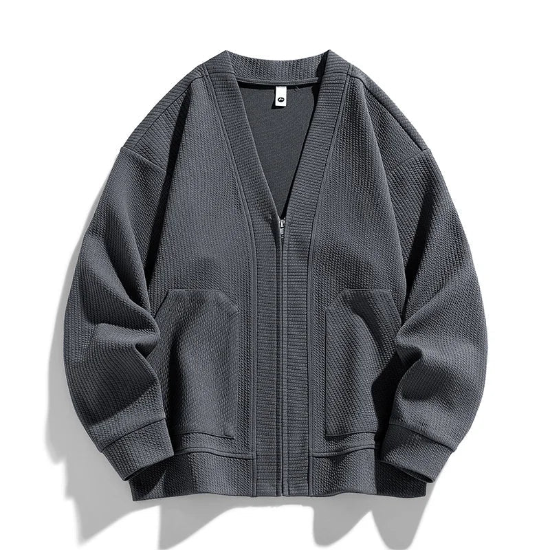 Cardigan homme maille texturée fermeture éclair poches - Ciro