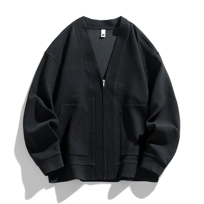 Cardigan homme maille texturée fermeture éclair poches - Ciro