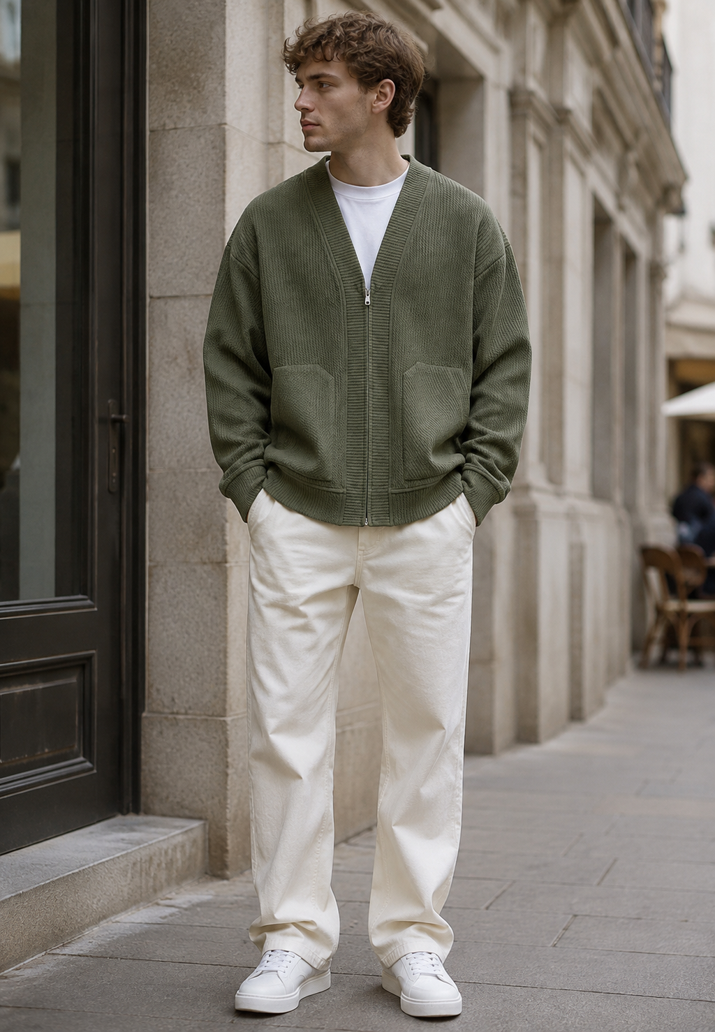 Cardigan homme maille texturée fermeture éclair poches - Ciro
