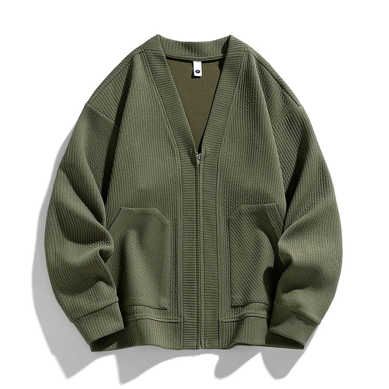 Cardigan homme maille texturée fermeture éclair poches - Ciro
