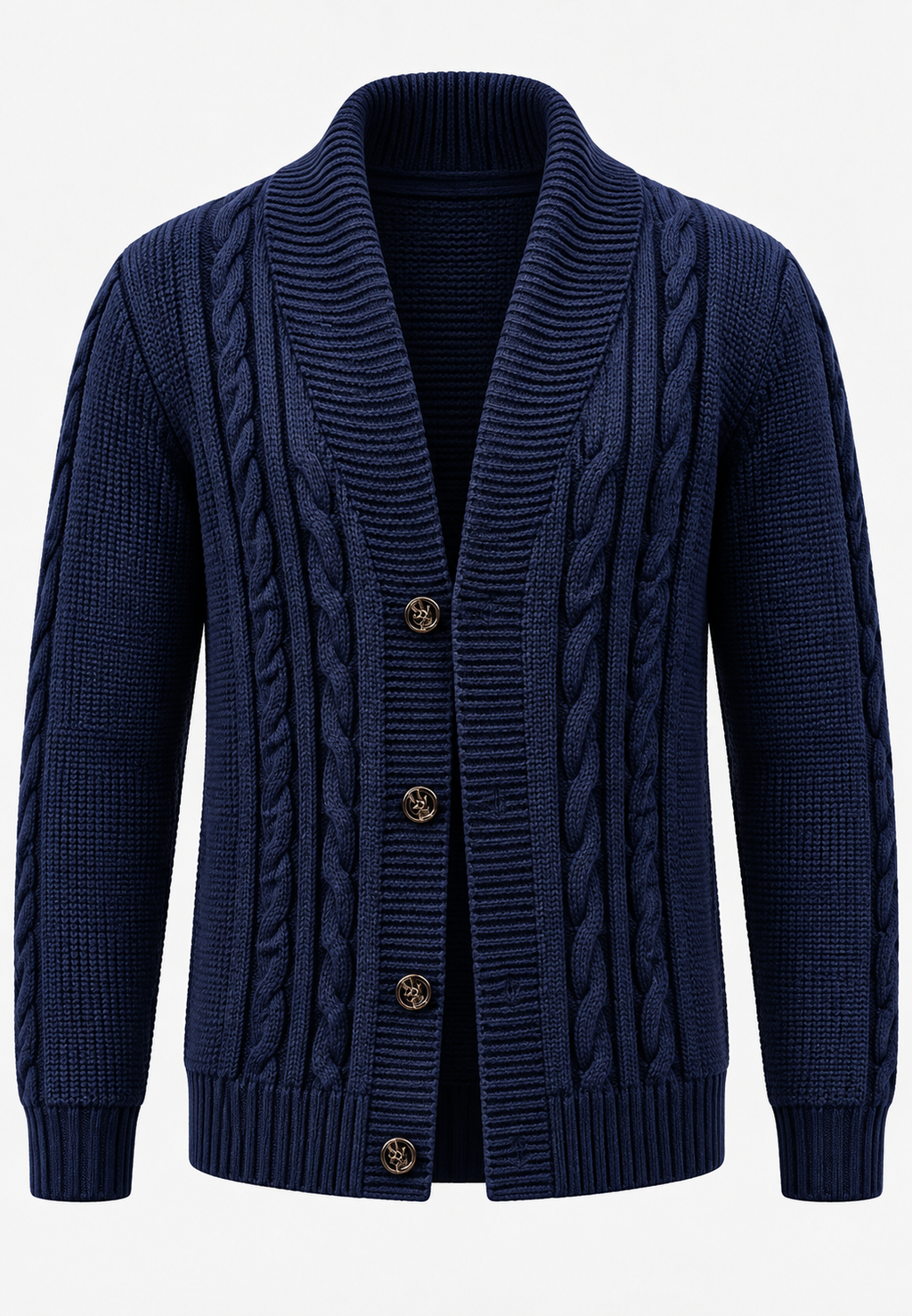 Cardigan homme maille torsadée col châle boutons chaud - Gauthier