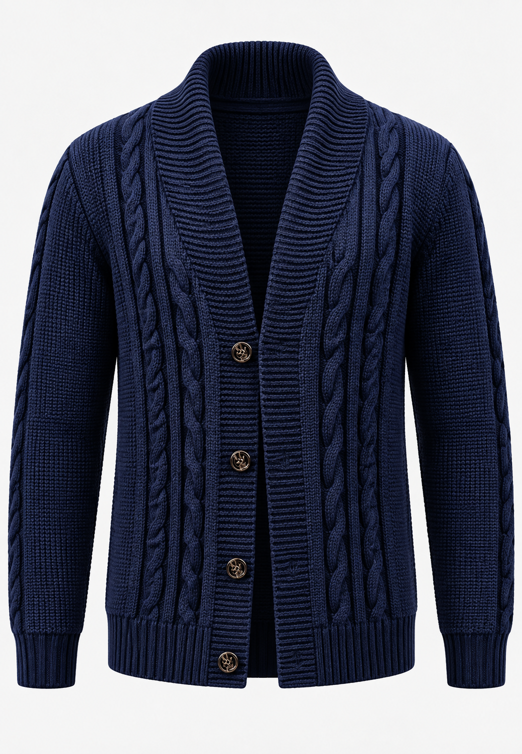 Cárdigan hombre punto trenzado cuello chal botones capa exterior cálido - Gauthier