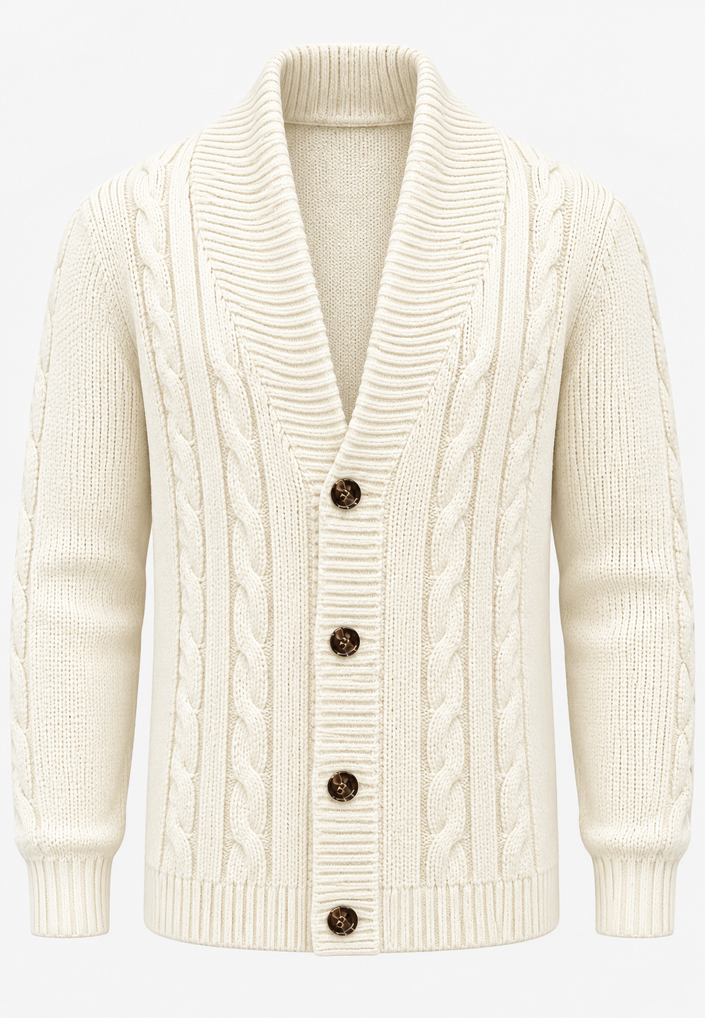 Cárdigan hombre punto trenzado cuello chal botones capa exterior cálido - Gauthier