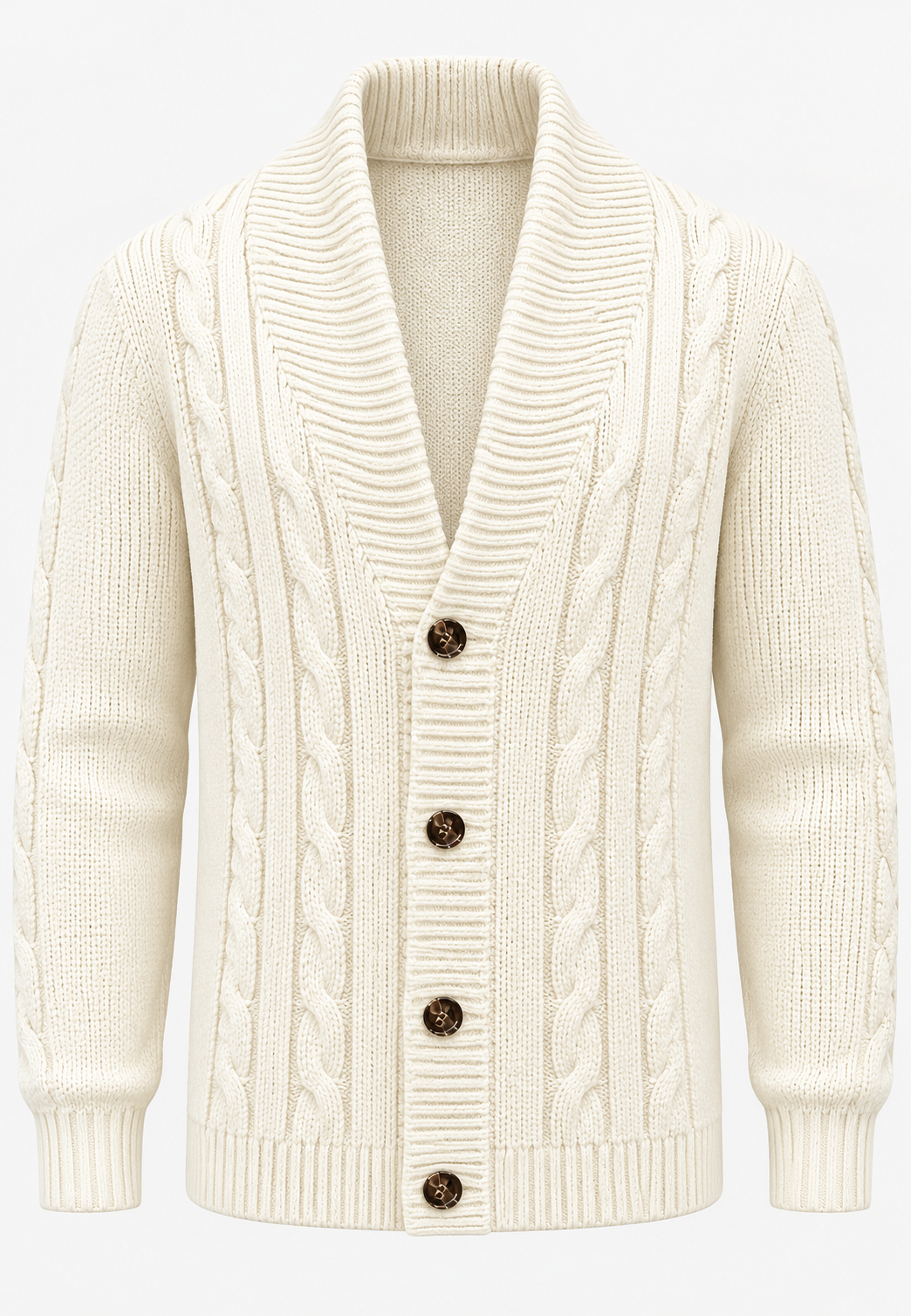 Cárdigan hombre punto trenzado cuello chal botones capa exterior cálido - Gauthier