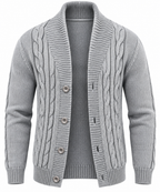 Cárdigan hombre punto trenzado cuello chal botones capa exterior cálido - Gauthier