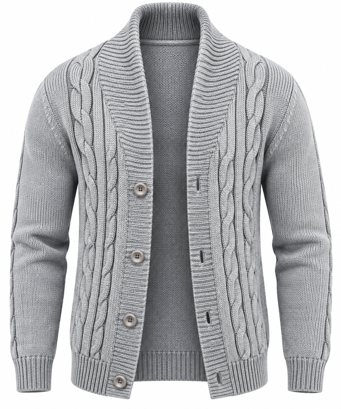 Cárdigan hombre punto trenzado cuello chal botones capa exterior cálido - Gauthier