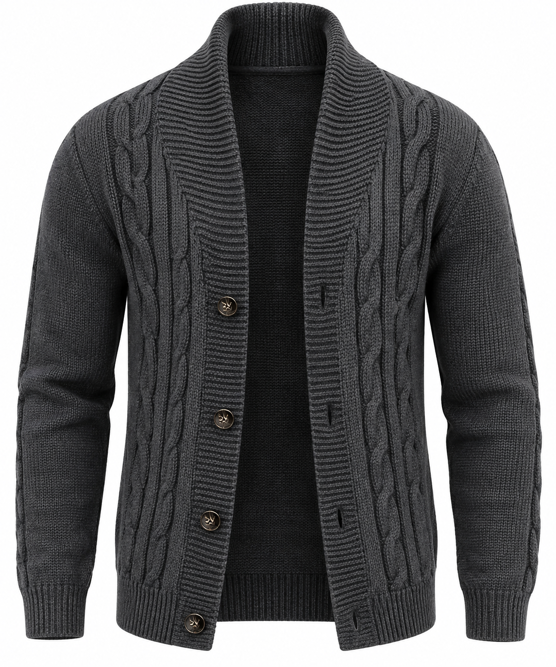 Cardigan homme maille torsadée col châle boutons chaud - Gauthier