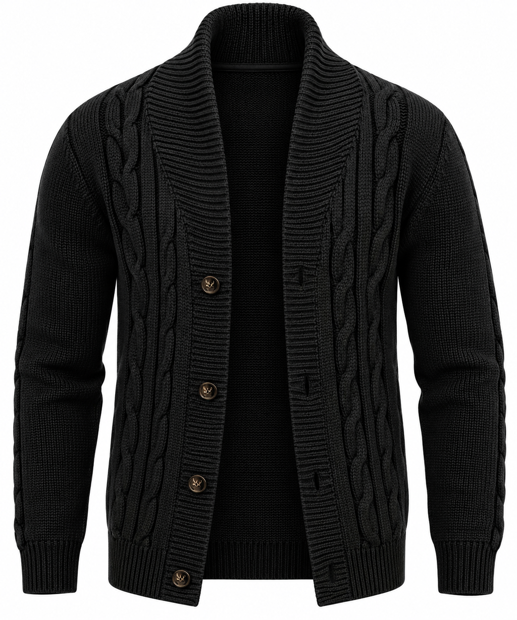 Cárdigan hombre punto trenzado cuello chal botones capa exterior cálido - Gauthier