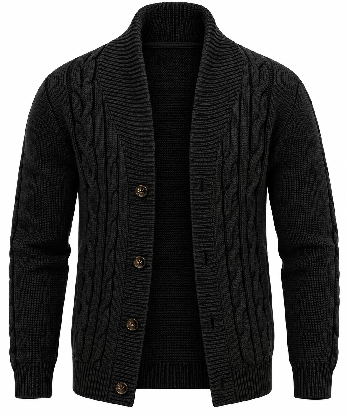 Cárdigan hombre punto trenzado cuello chal botones capa exterior cálido - Gauthier