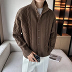Cardigan homme maille torsadée col montant boutons chaud - Adrián