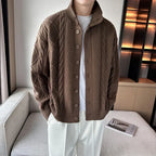 Cardigan homme maille torsadée col montant boutons chaud - Adrián