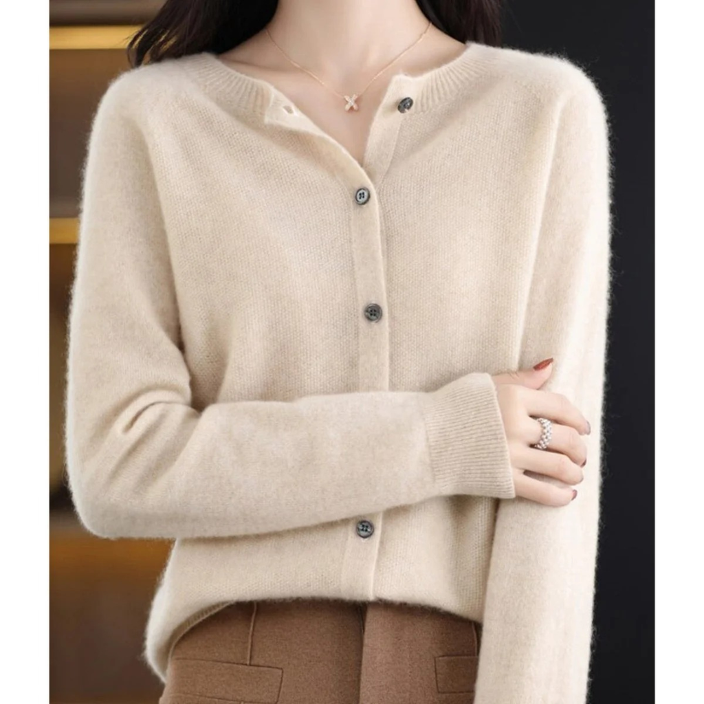 Cardigan femme à col rond et boutons sur le devant - Lauffy