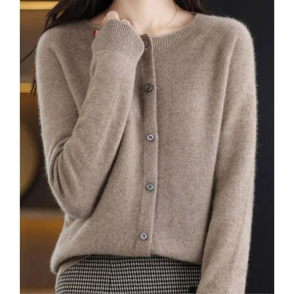 Cardigan femme à col rond et boutons sur le devant - Lauffy