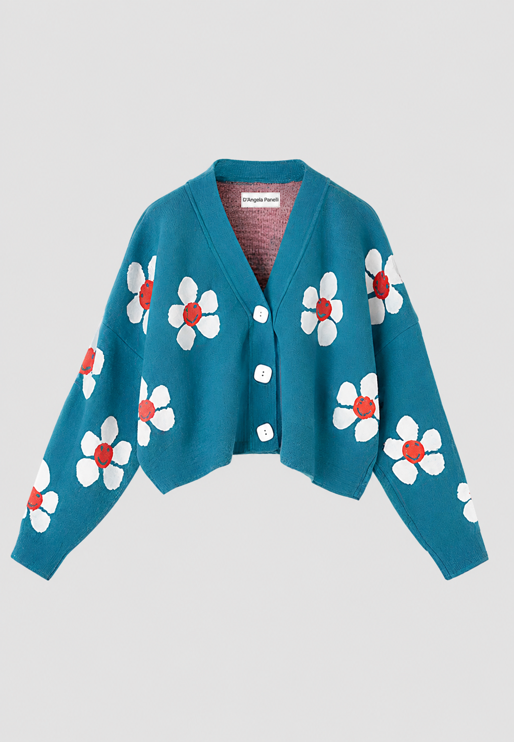 Cardigan femme imprimé floral col V maille fleurie - Santera