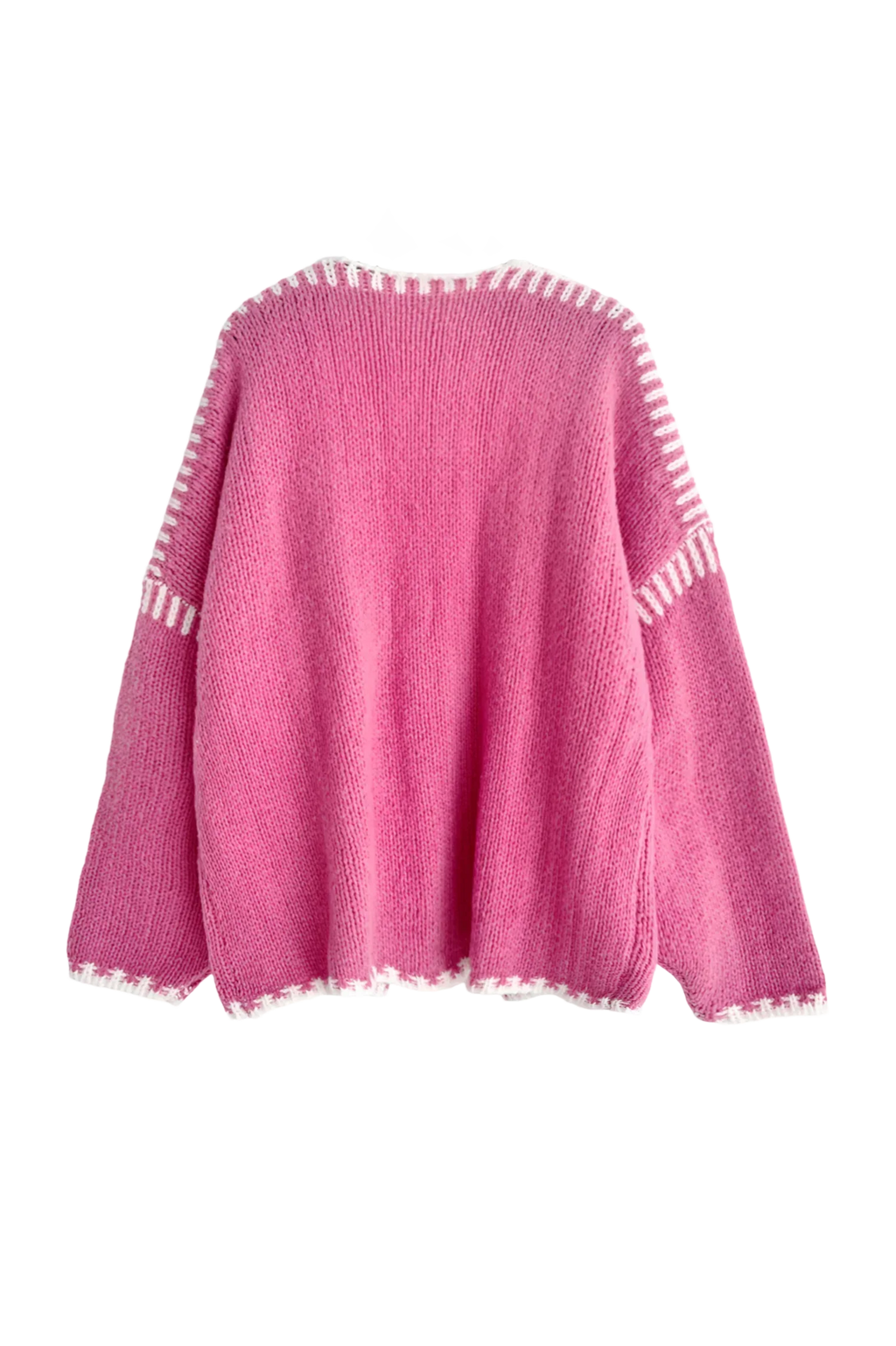 Cardigan femme ample maille bordures contrastées manches longues - Selmara