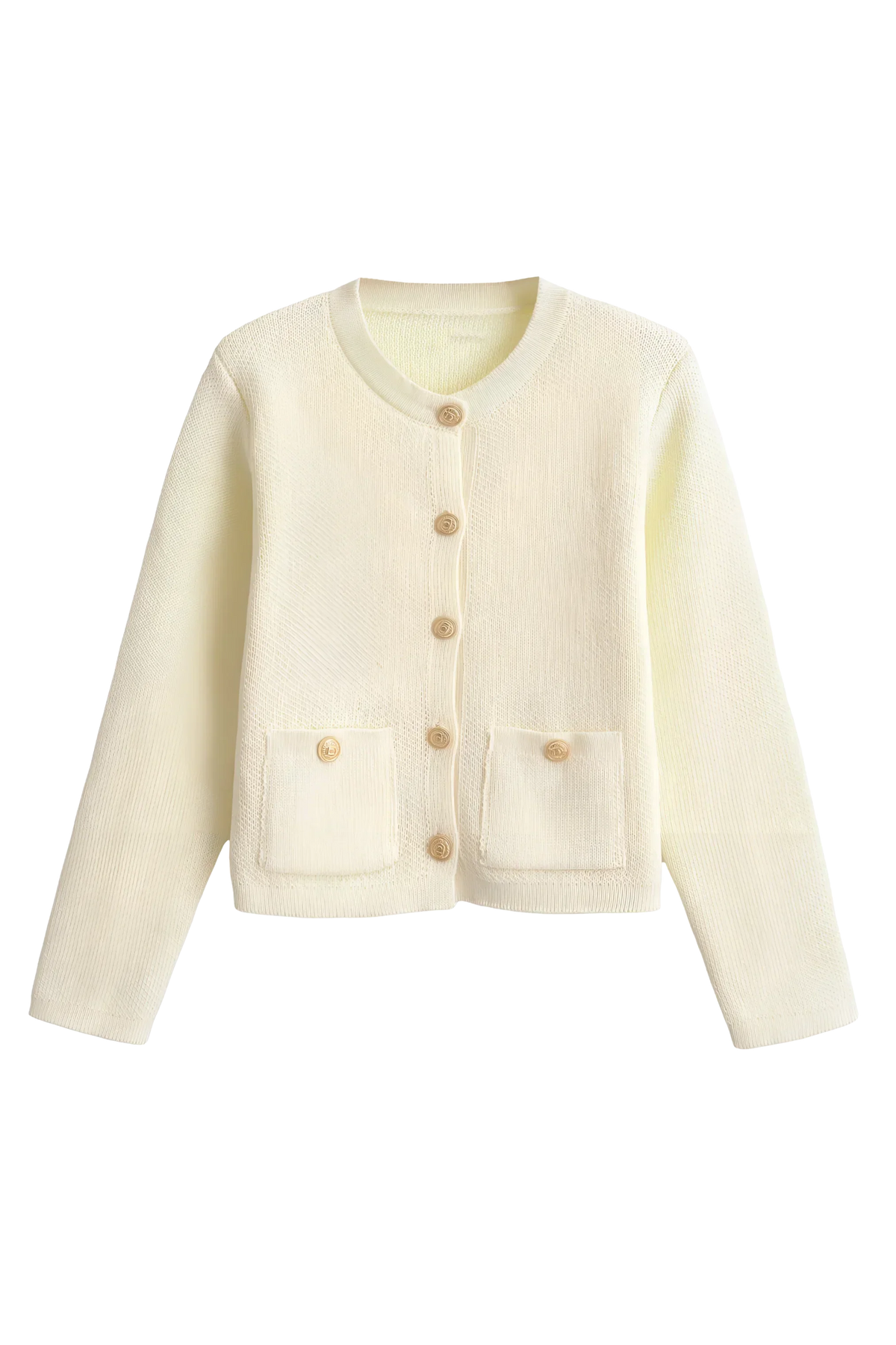 Cardigan femme maille boutons dorés poches chic élégant - Aramilla