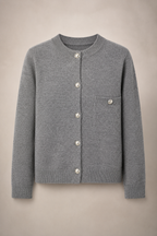Cardigan femme maille boutons décoratifs col rond classique - Clémence