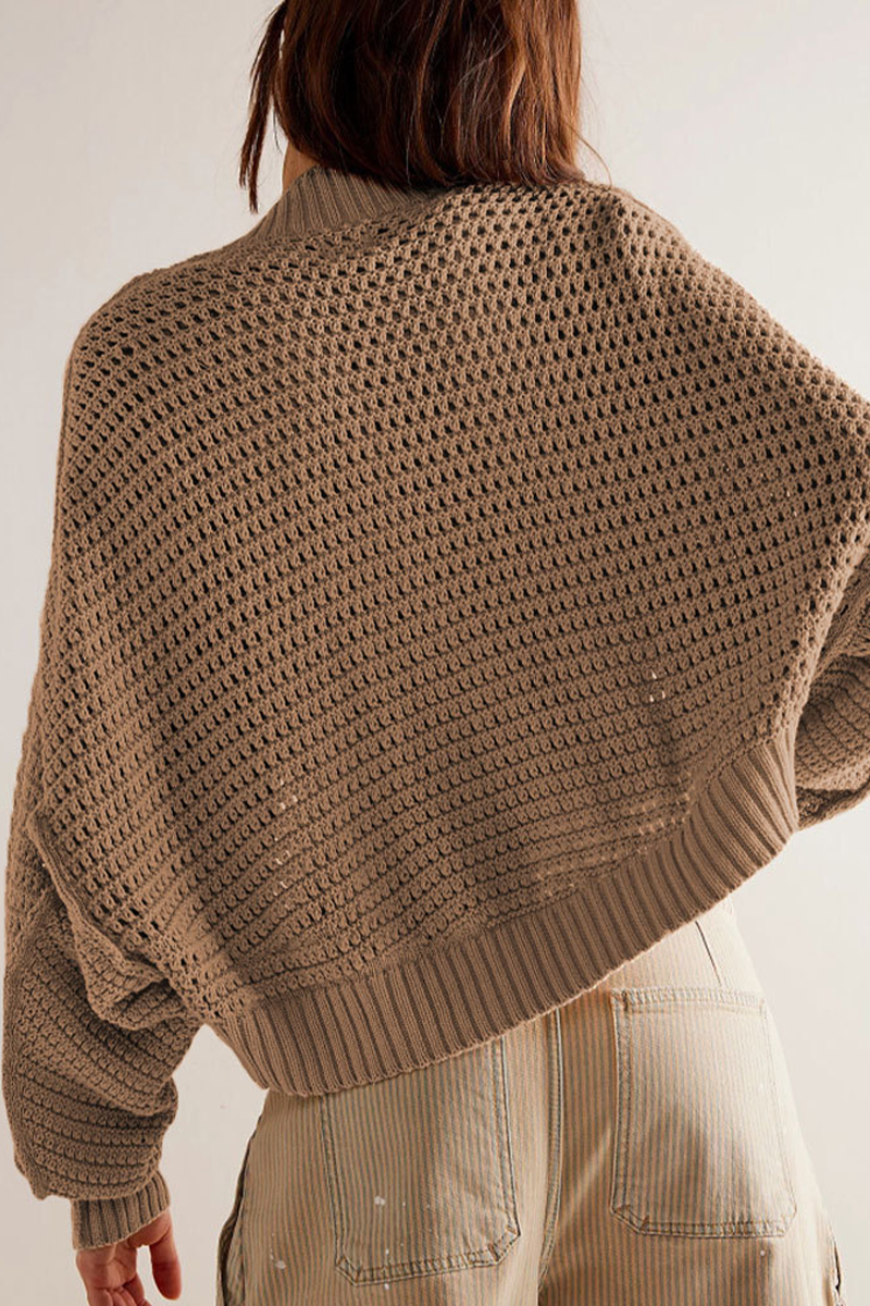 Cardigan femme maille ajourée manches amples léger aéré - Solveig