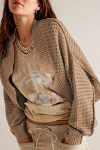 Cardigan femme maille ajourée manches amples léger aéré - Solveig